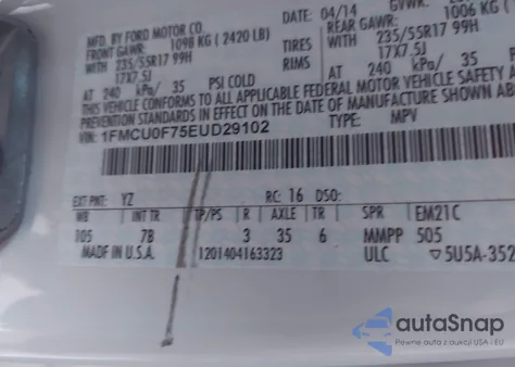 2014 Ford Escape S from USA, damaged, VIN 1FMCU0F75EUD29102